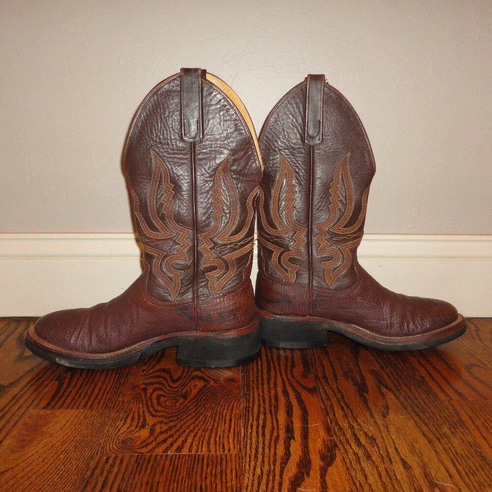 ANDERSON BEAN Men's Brown Leather Rounded Toe Western Boots Size 7